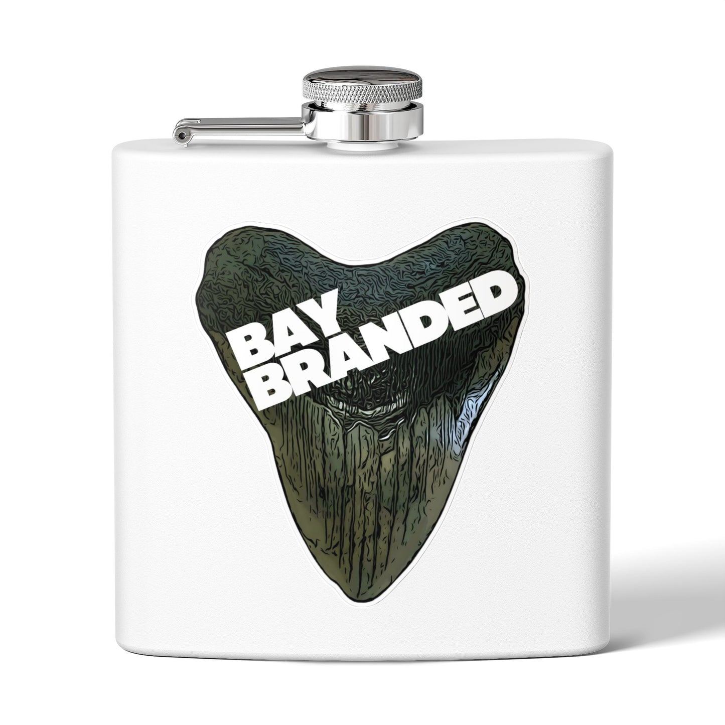 Bay Branded Megalodon Logo Flask - 6oz Stainless Steel Flask