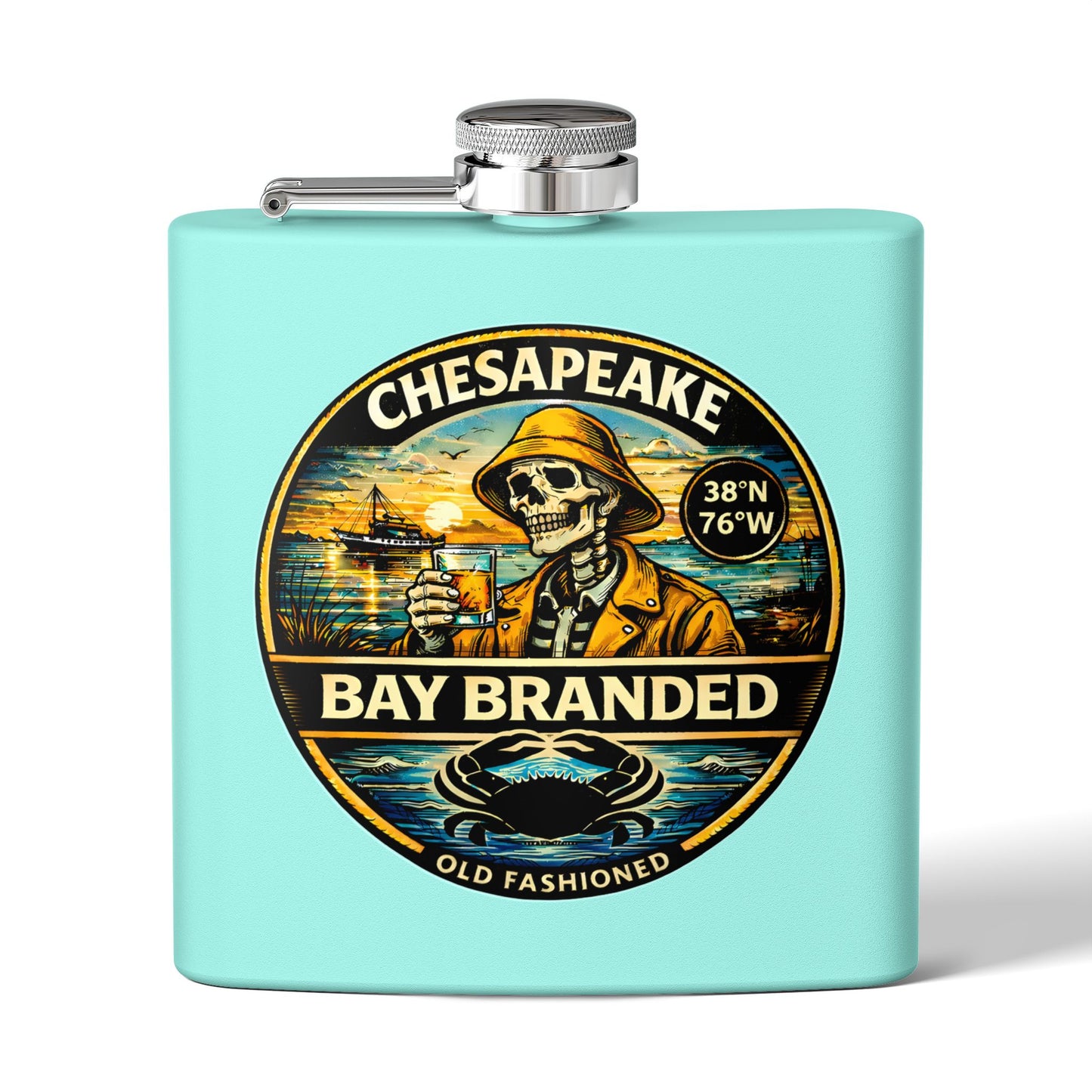 Bay Branded Old Fashioned Flask - 6oz Stainless Steel