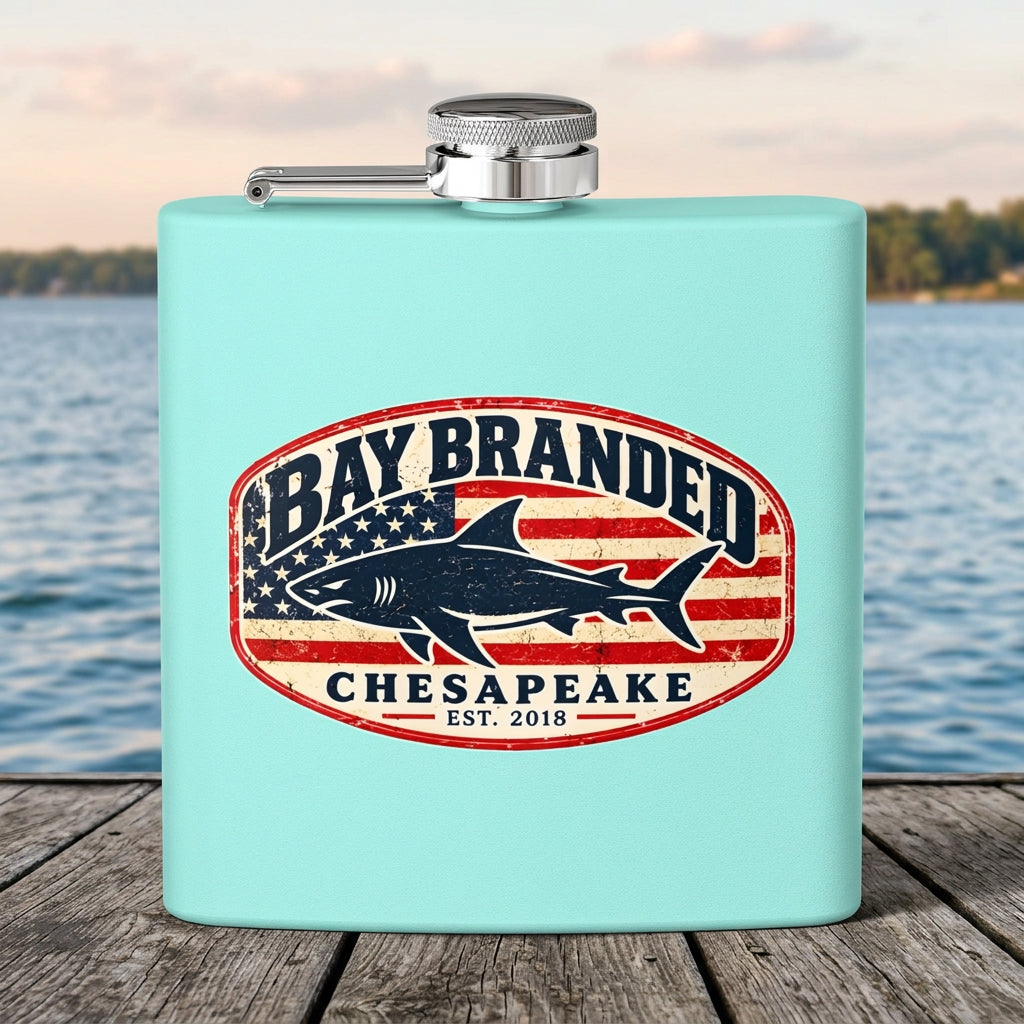 American Flag Megalodon Flask - 6oz Stainless Steel Hip Flask