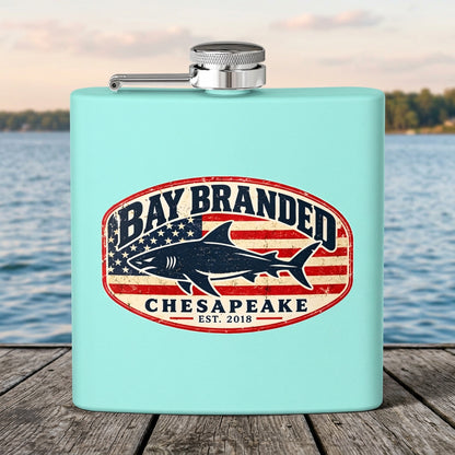 American Flag Megalodon Flask - 6oz Stainless Steel Hip Flask