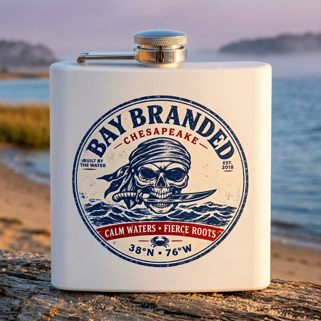 Calm Waters Fierce Roots Flask - 6oz Stainless Steel Hip Flask