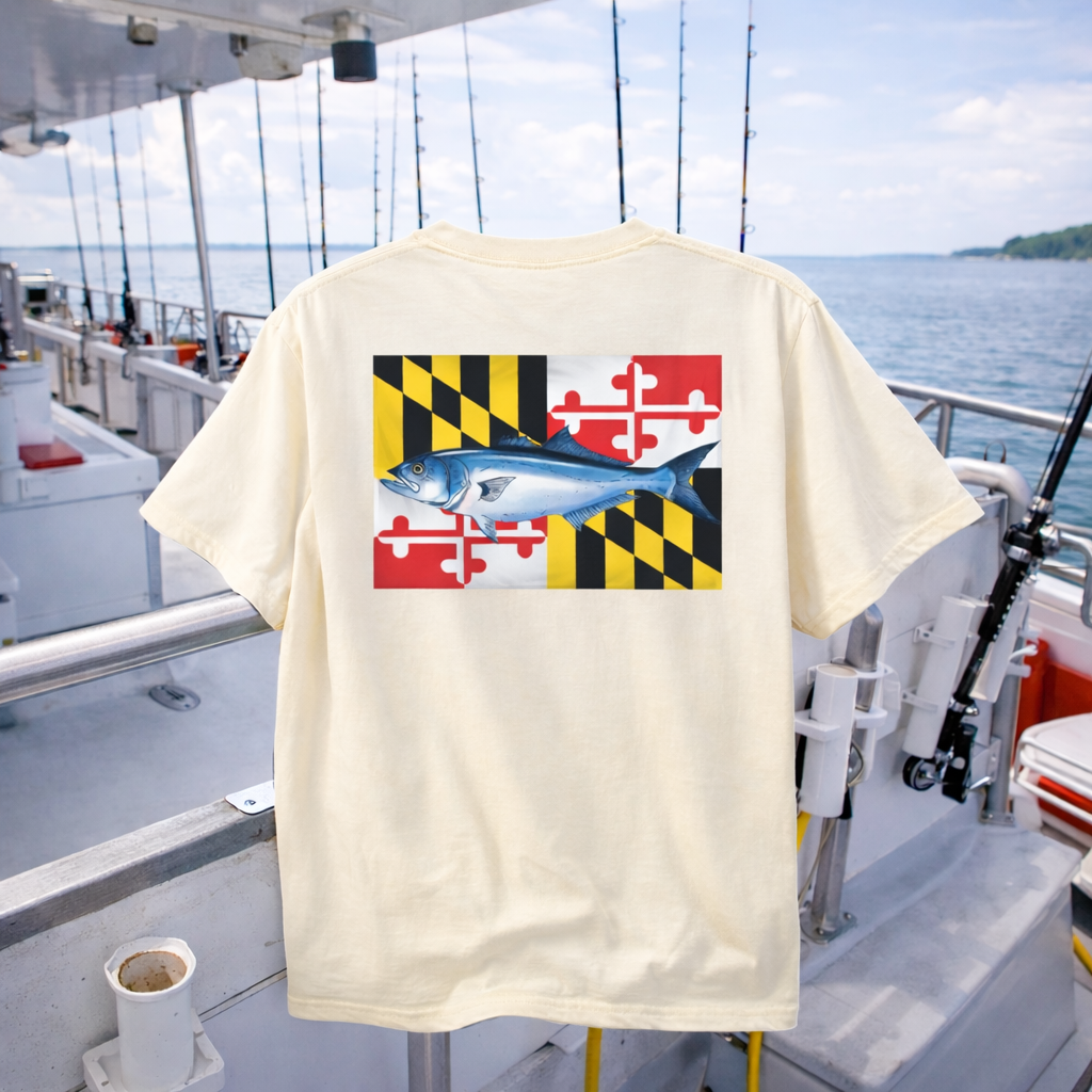 Bay Branded Maryland Flag Shirt - Bluefish