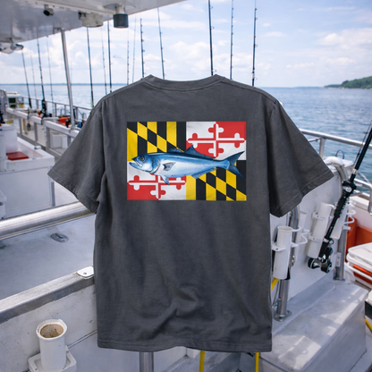 Bay Branded Maryland Flag Shirt - Bluefish