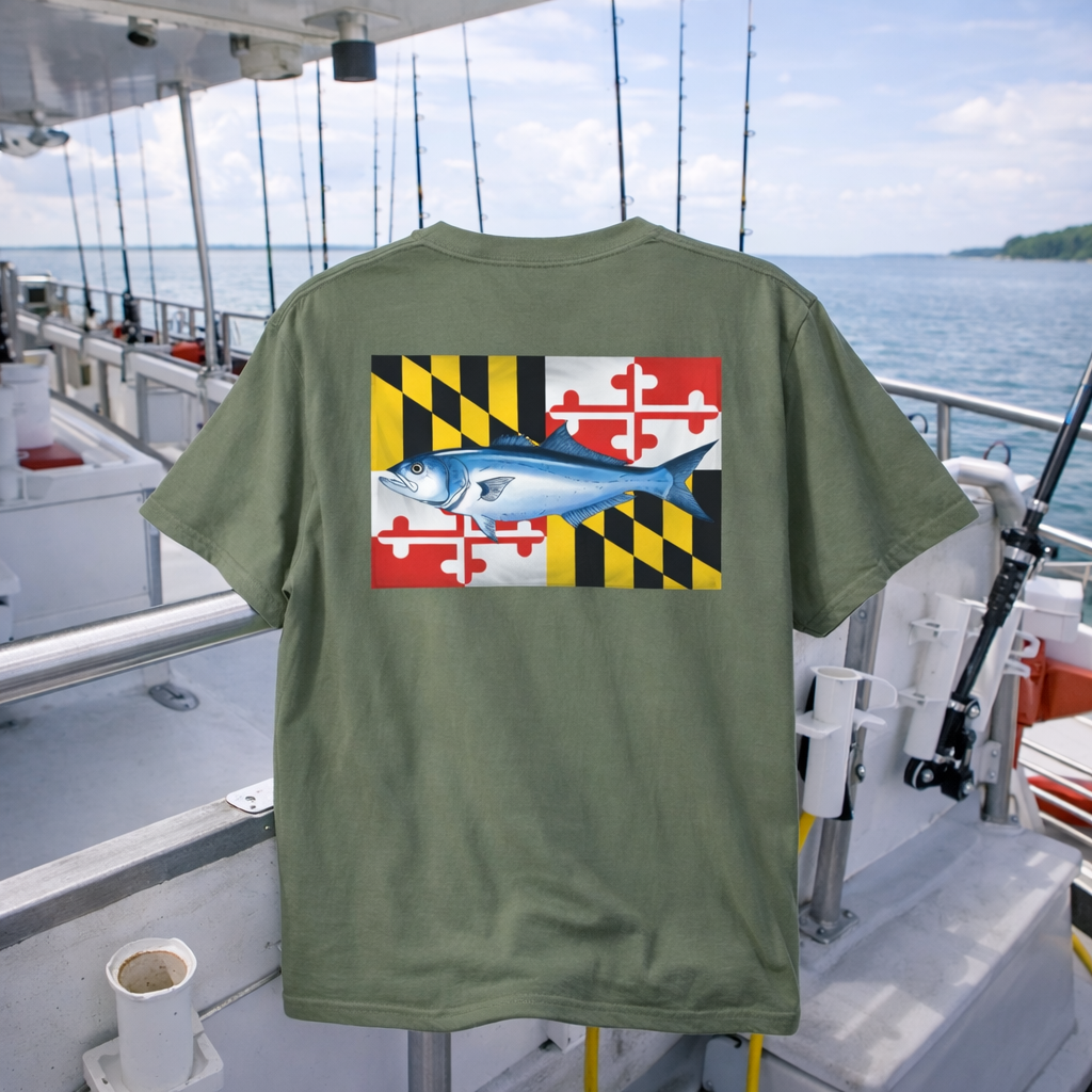 Bay Branded Maryland Flag Shirt - Bluefish