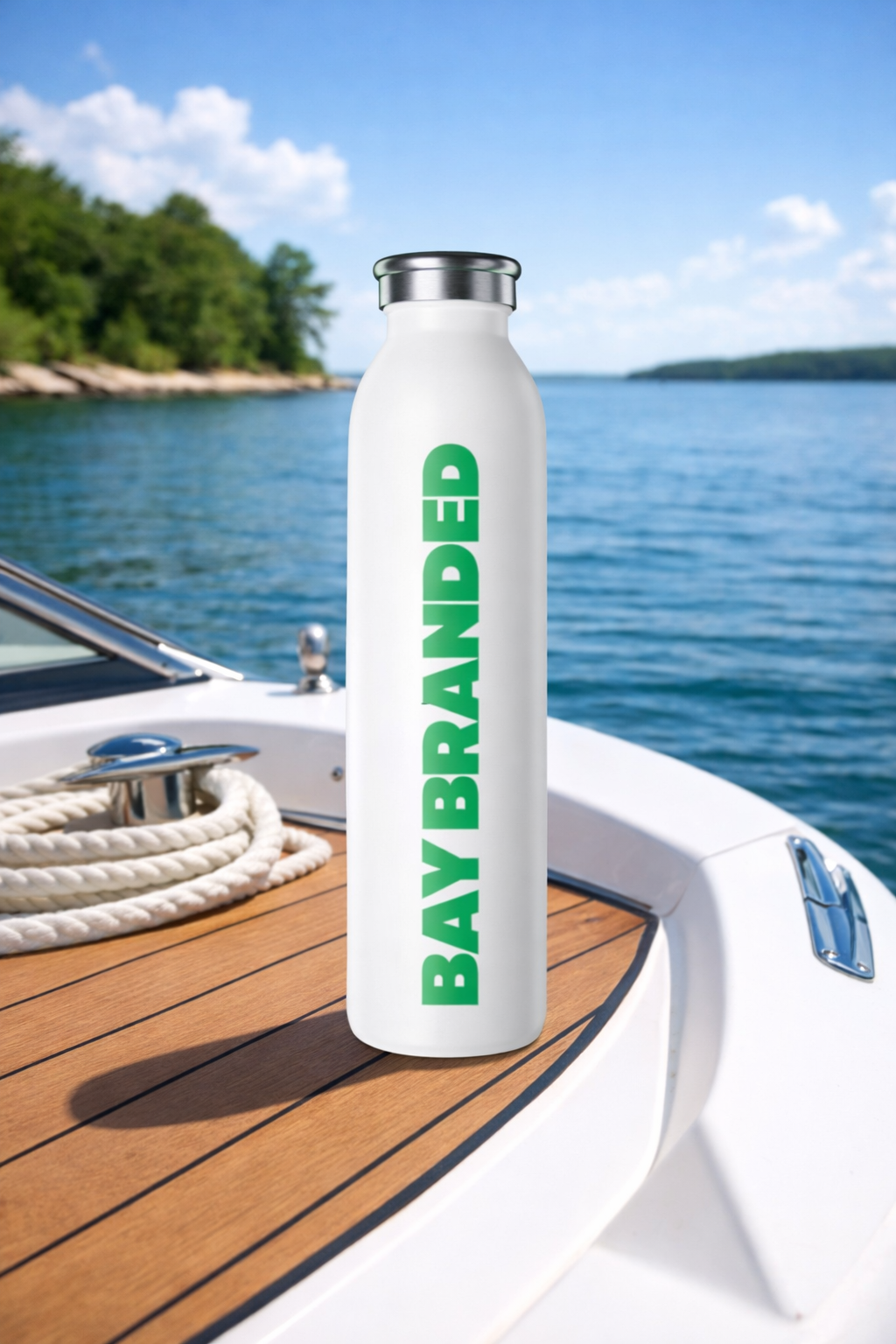 Bay Branded Slim Stainless Steel Bottle - Green