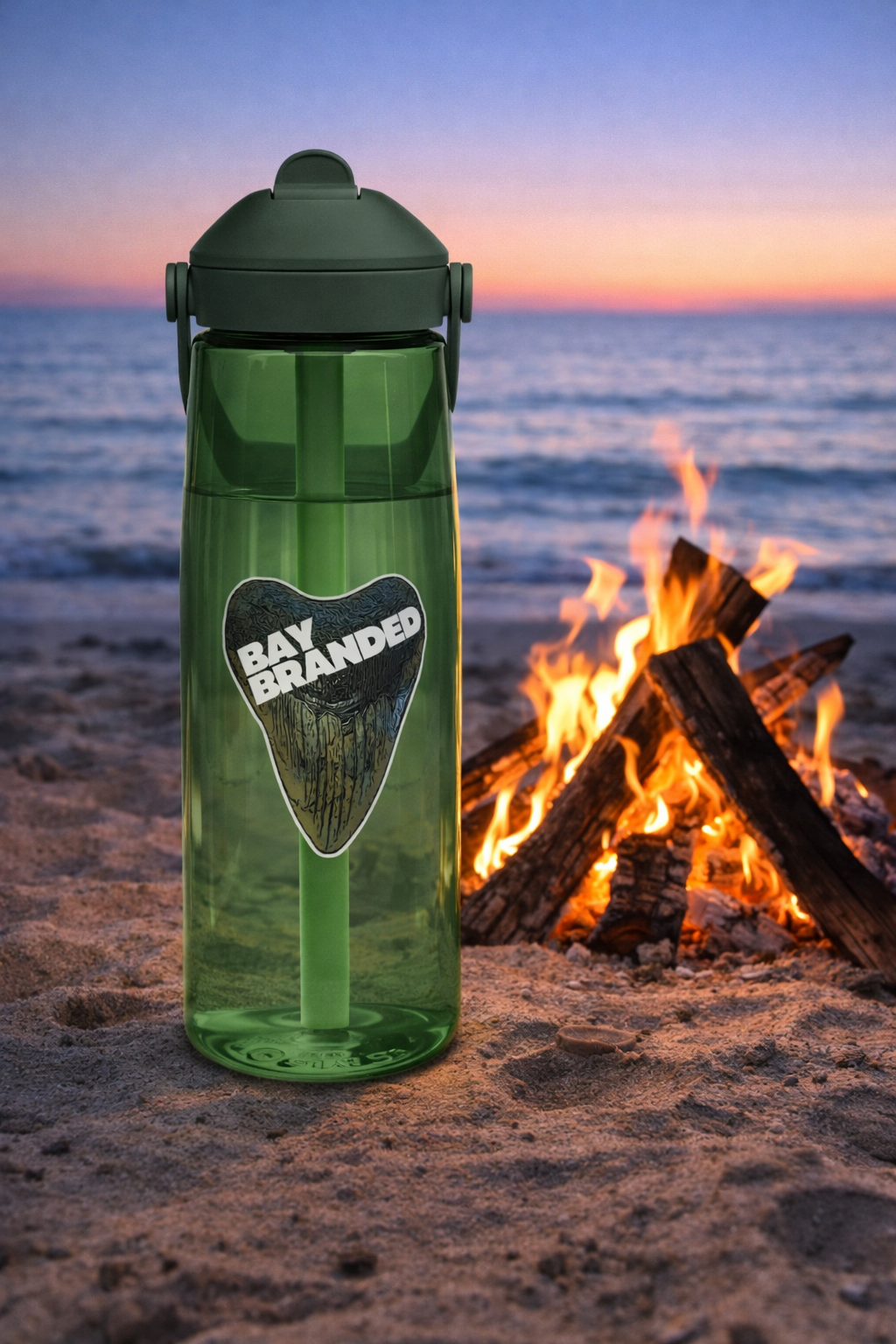 Bay Branded Flip Straw Water Bottle