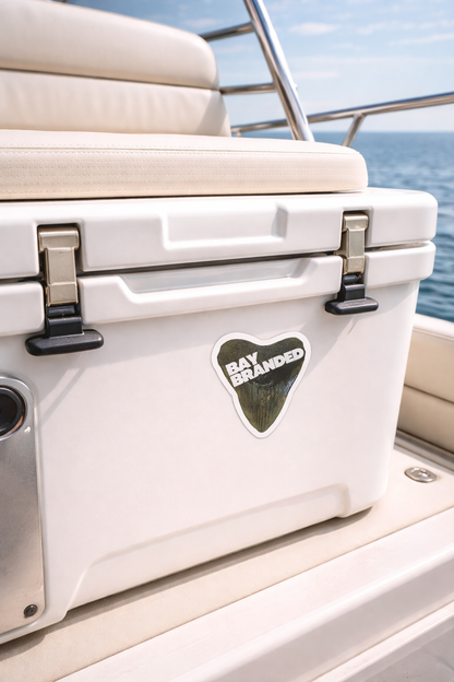 Bay Branded Megalodon Tooth Sticker - White