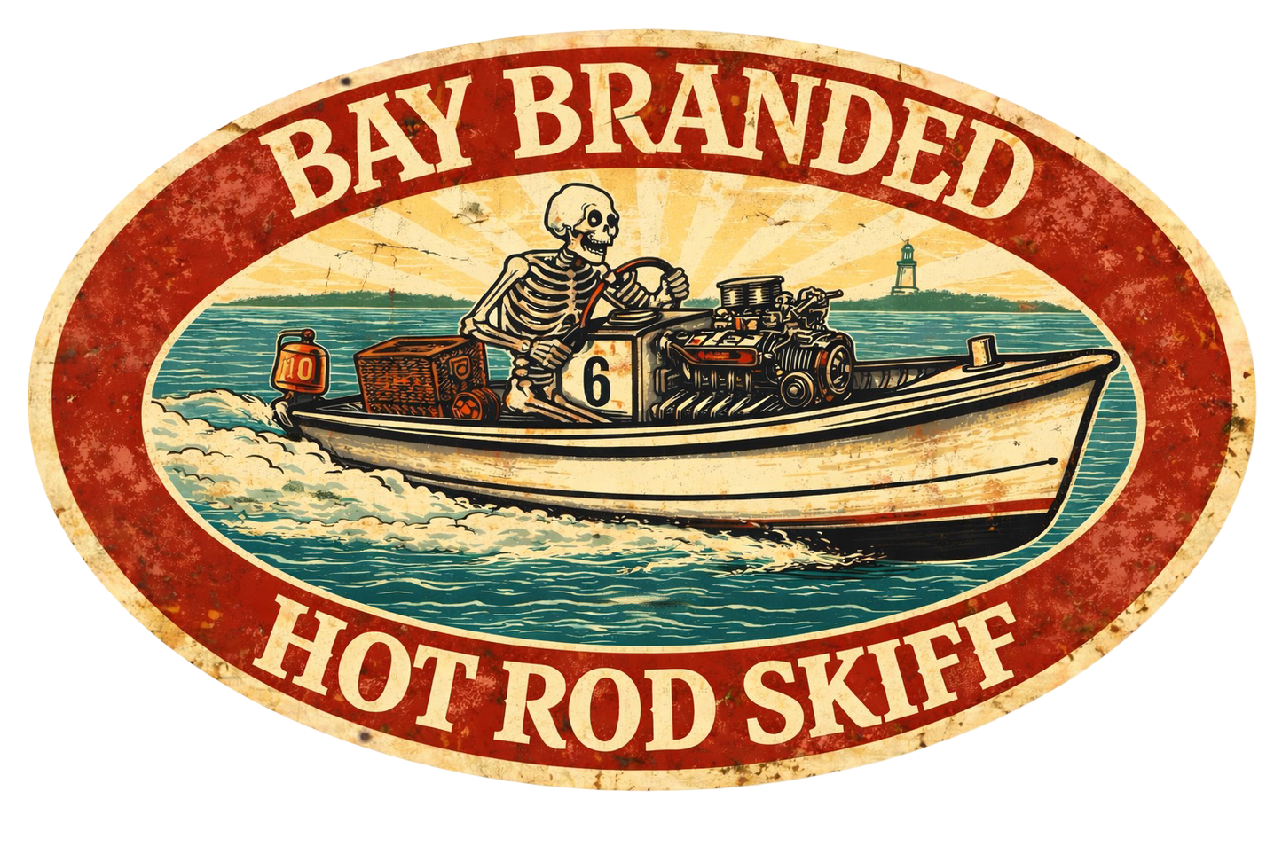 Bay Branded Coastal Hot Rod Skiff Sticker