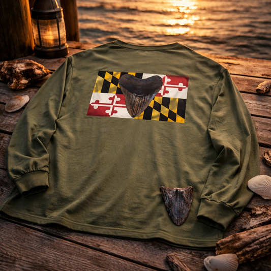 Maryland Flag Megalodon Long Shirt