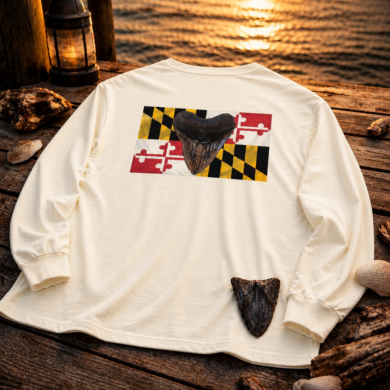 Maryland Flag Megalodon Long Shirt