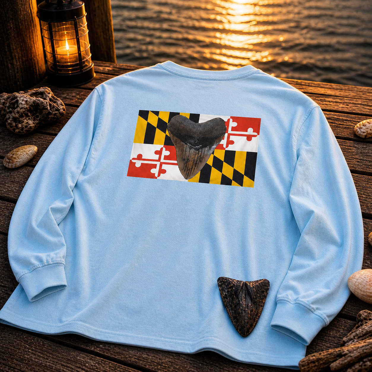 Maryland Flag Megalodon Long Shirt