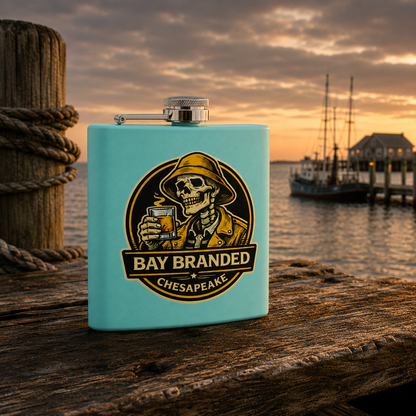 Bay Branded Old Fashioned Flask - 6oz Stainless Steel