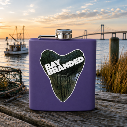 Bay Branded Megalodon Logo Flask - 6oz Stainless Steel Flask