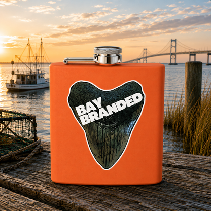 Bay Branded Megalodon Logo Flask - 6oz Stainless Steel Flask