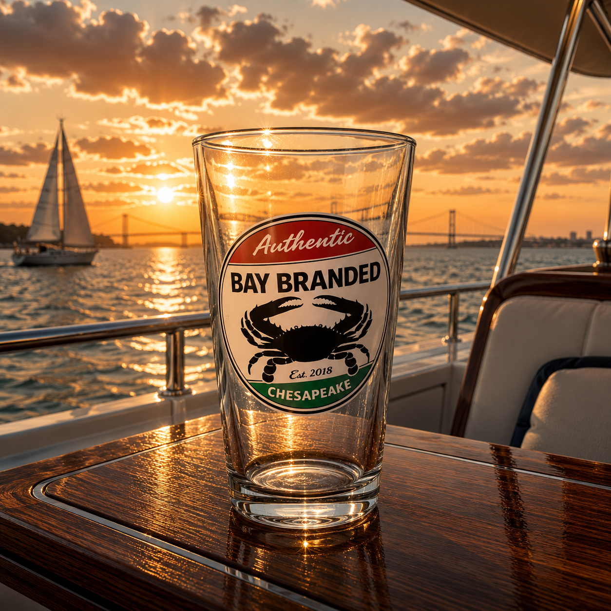 Bay Branded Old Crab Glass - 16oz