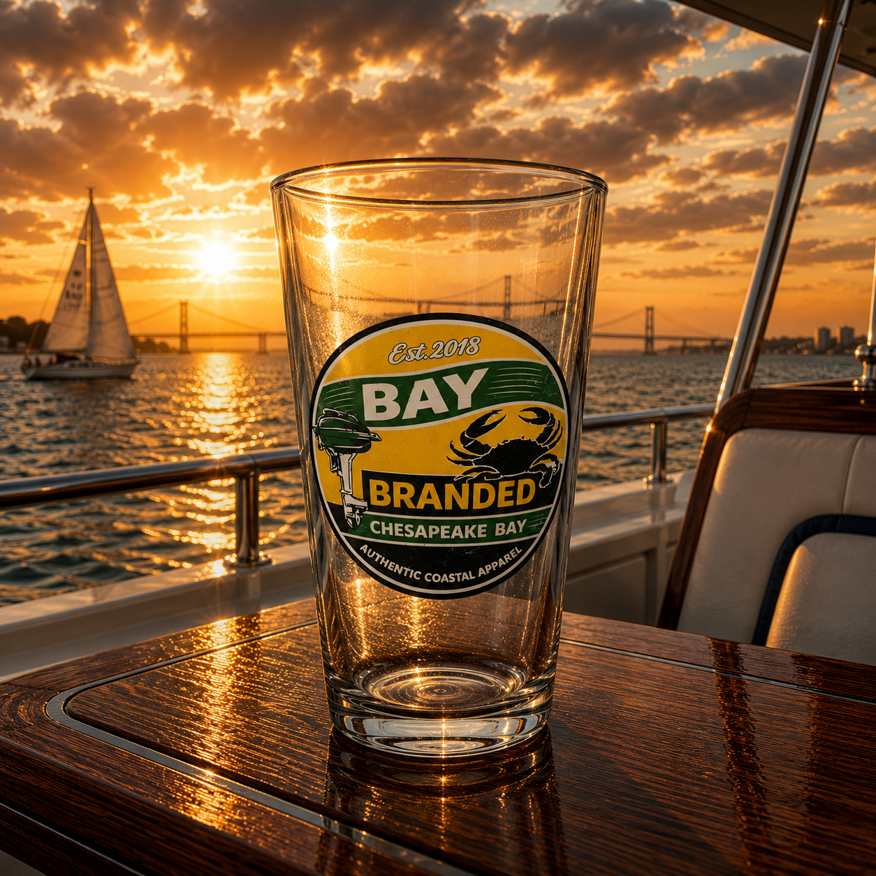 Bay Branded Vintage Motor Glass - 16oz