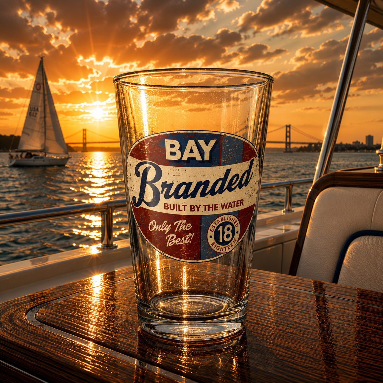 Bay Branded Water Built Glass - 16oz