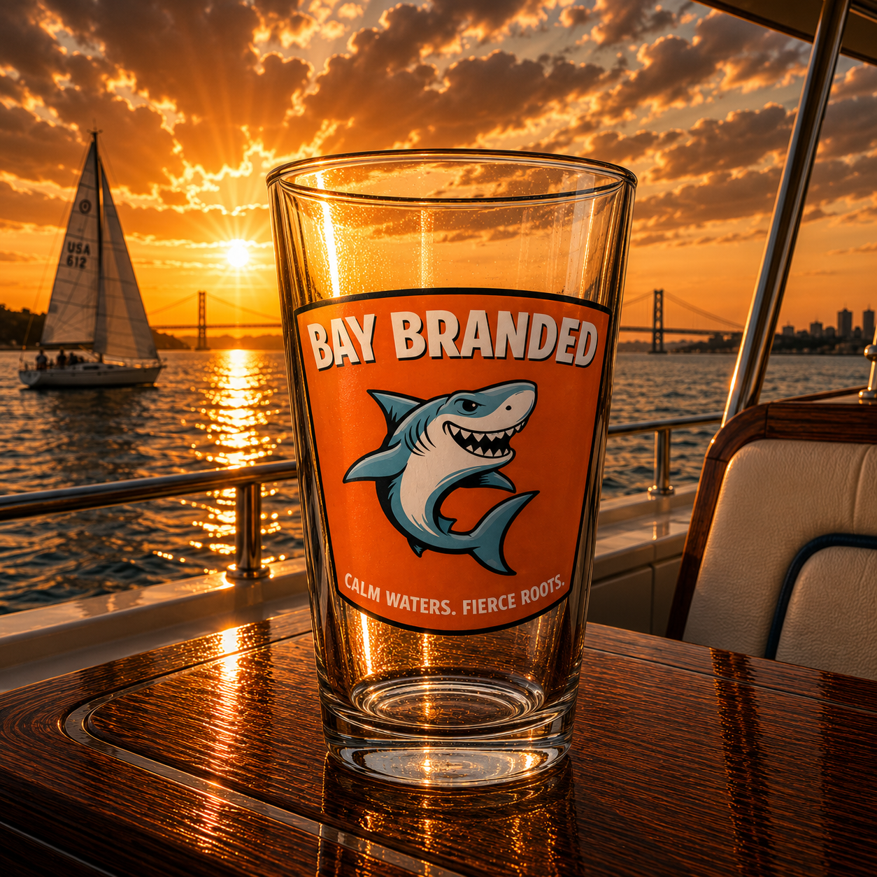 Bay Branded Shark Glass - 16oz