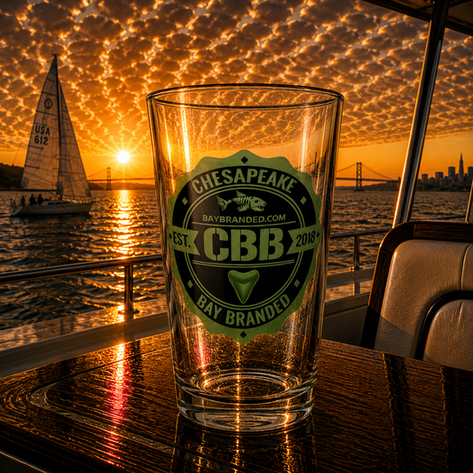 Bay Branded Green Logo Glass - 16oz
