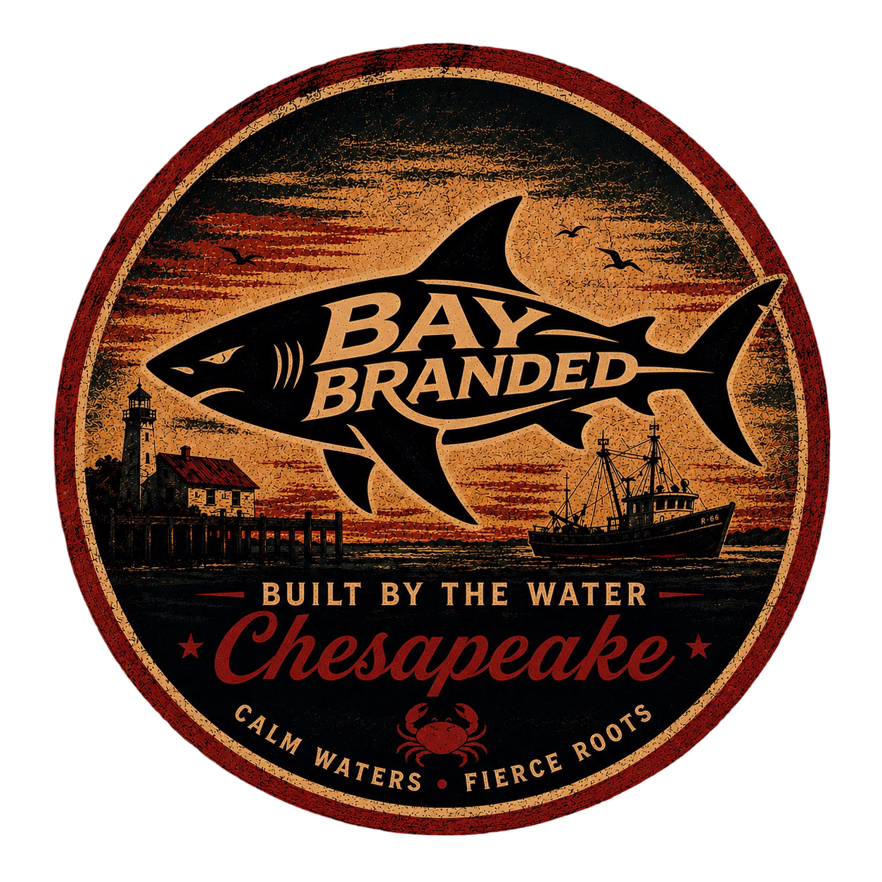 Bay Branded Megalodon Shark Sticker