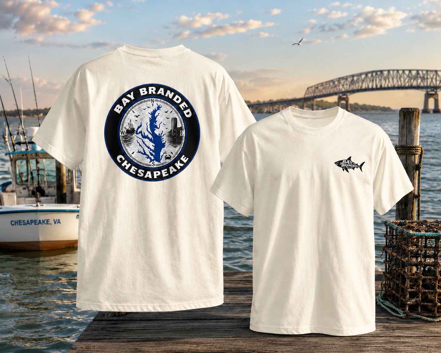 Bay Branded Chesapeake Nautical Map T-Shirt