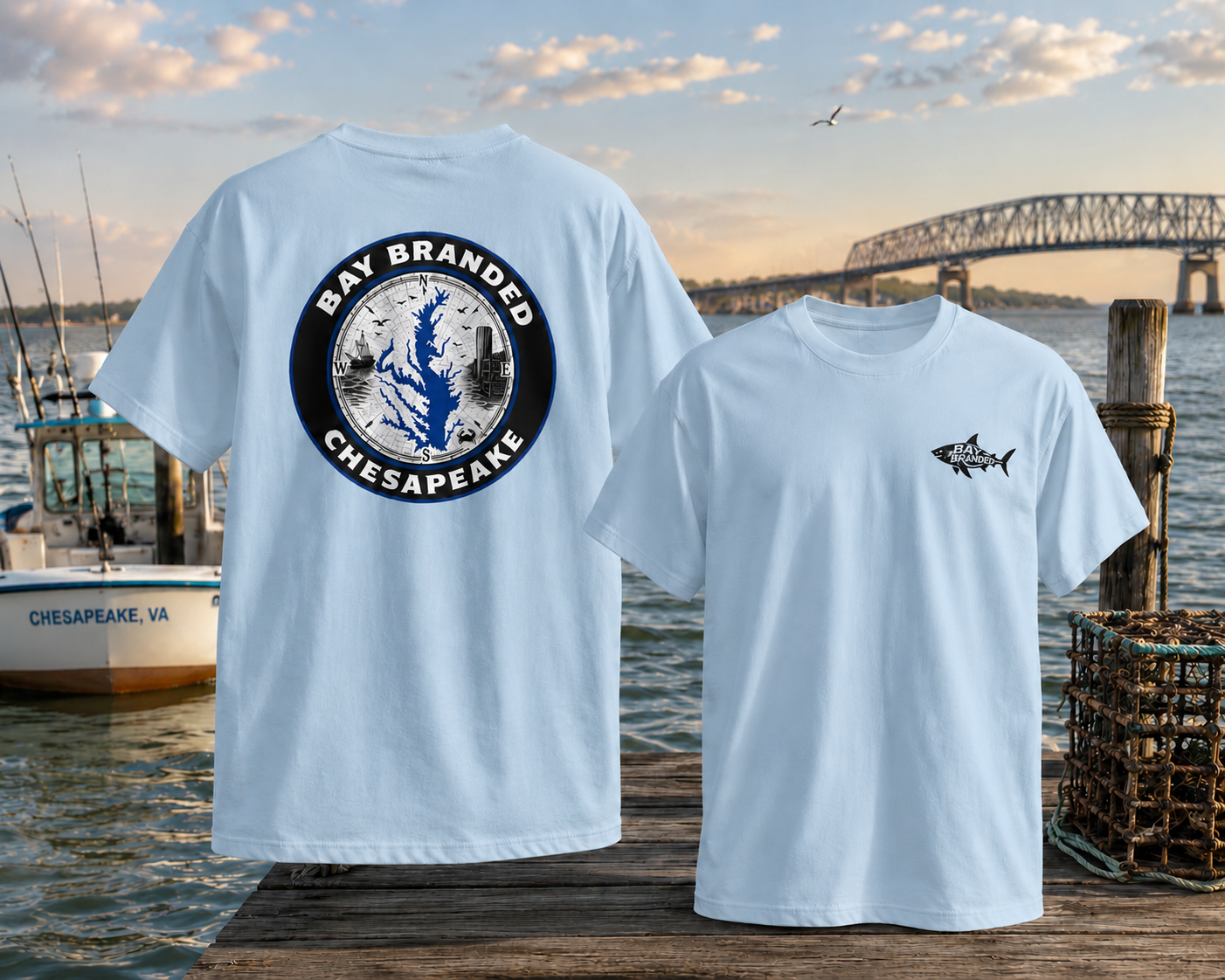 Bay Branded Chesapeake Nautical Map T-Shirt