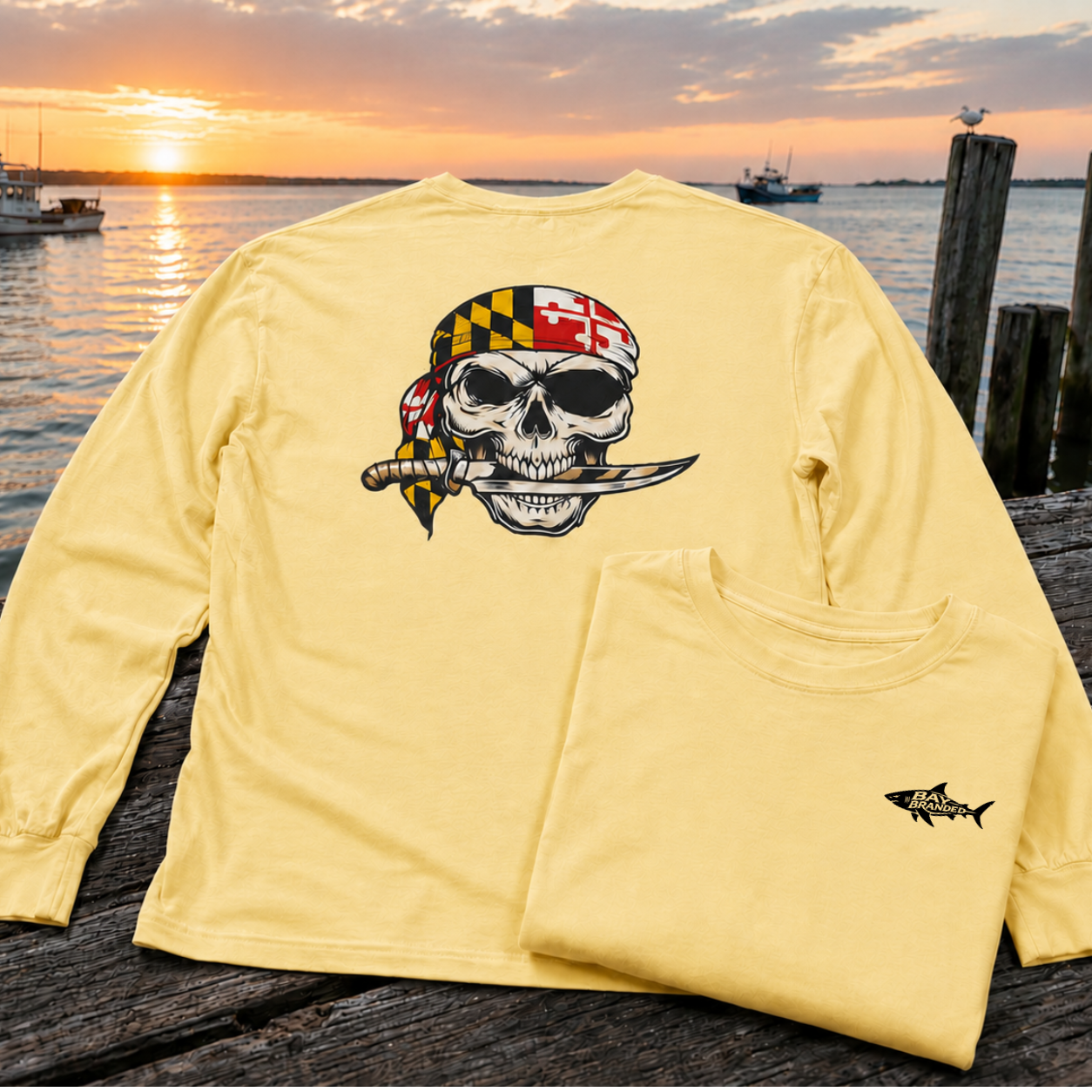 Maryland Flag Pirate Bandanna Long T-Shirt