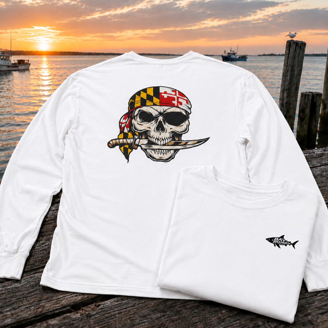 Maryland Flag Pirate Bandanna Long T-Shirt
