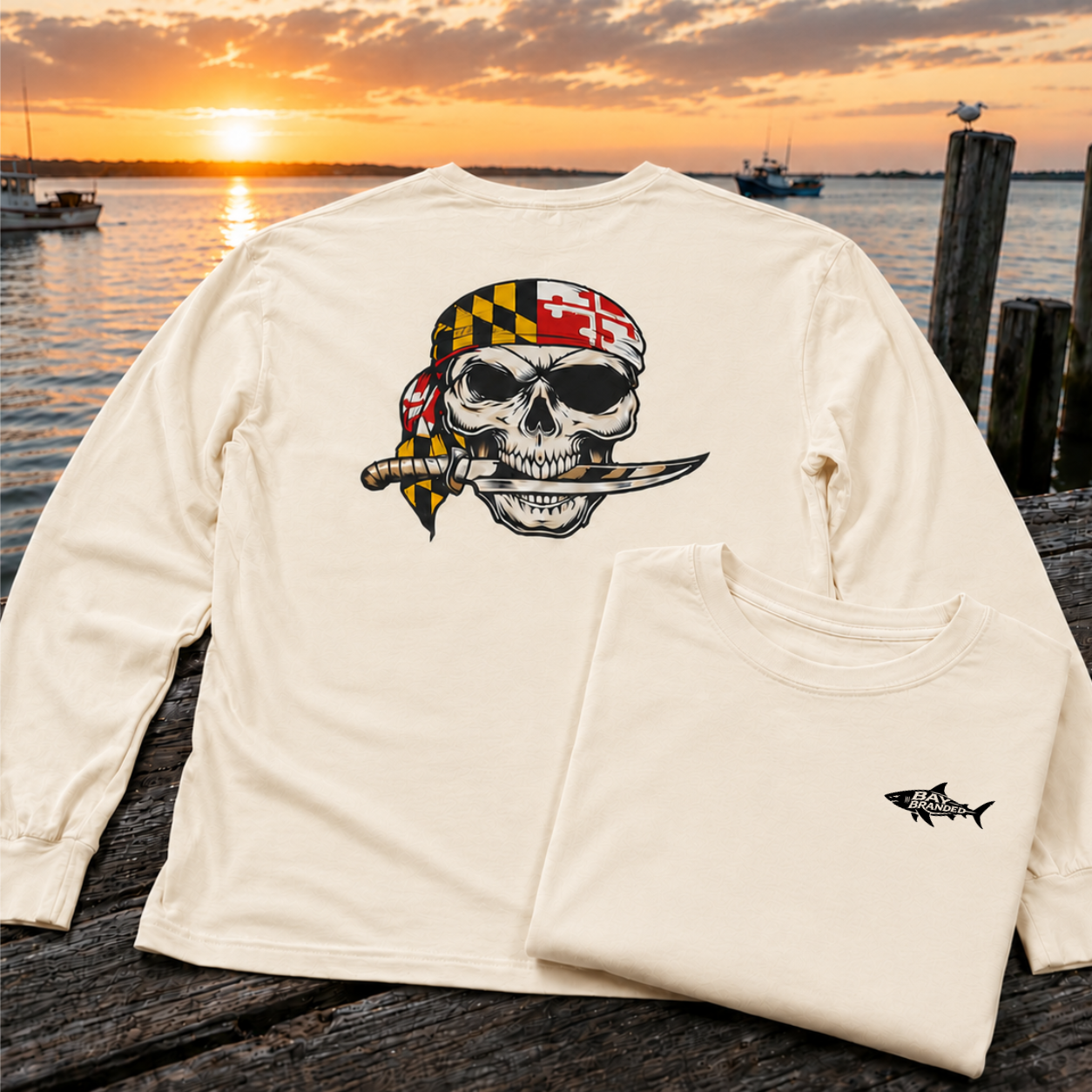 Maryland Flag Pirate Bandanna Long T-Shirt