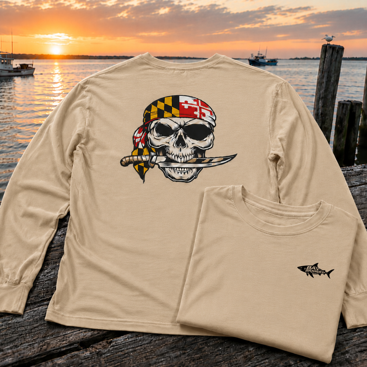 Maryland Flag Pirate Bandanna Long T-Shirt