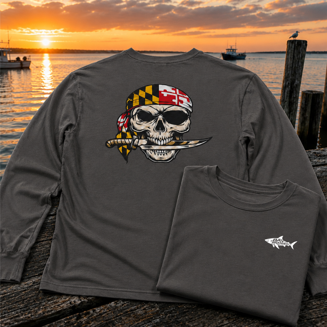 Maryland Flag Pirate Bandanna Long T-Shirt