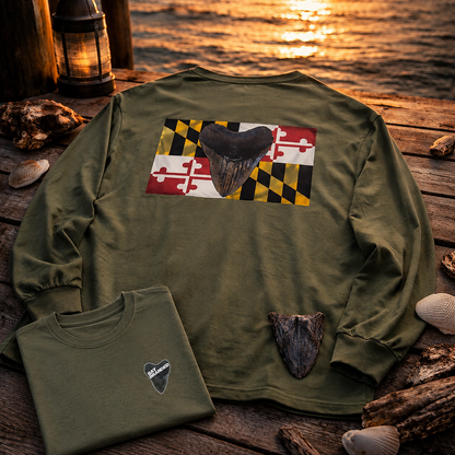 Maryland Flag Megalodon Long Shirt