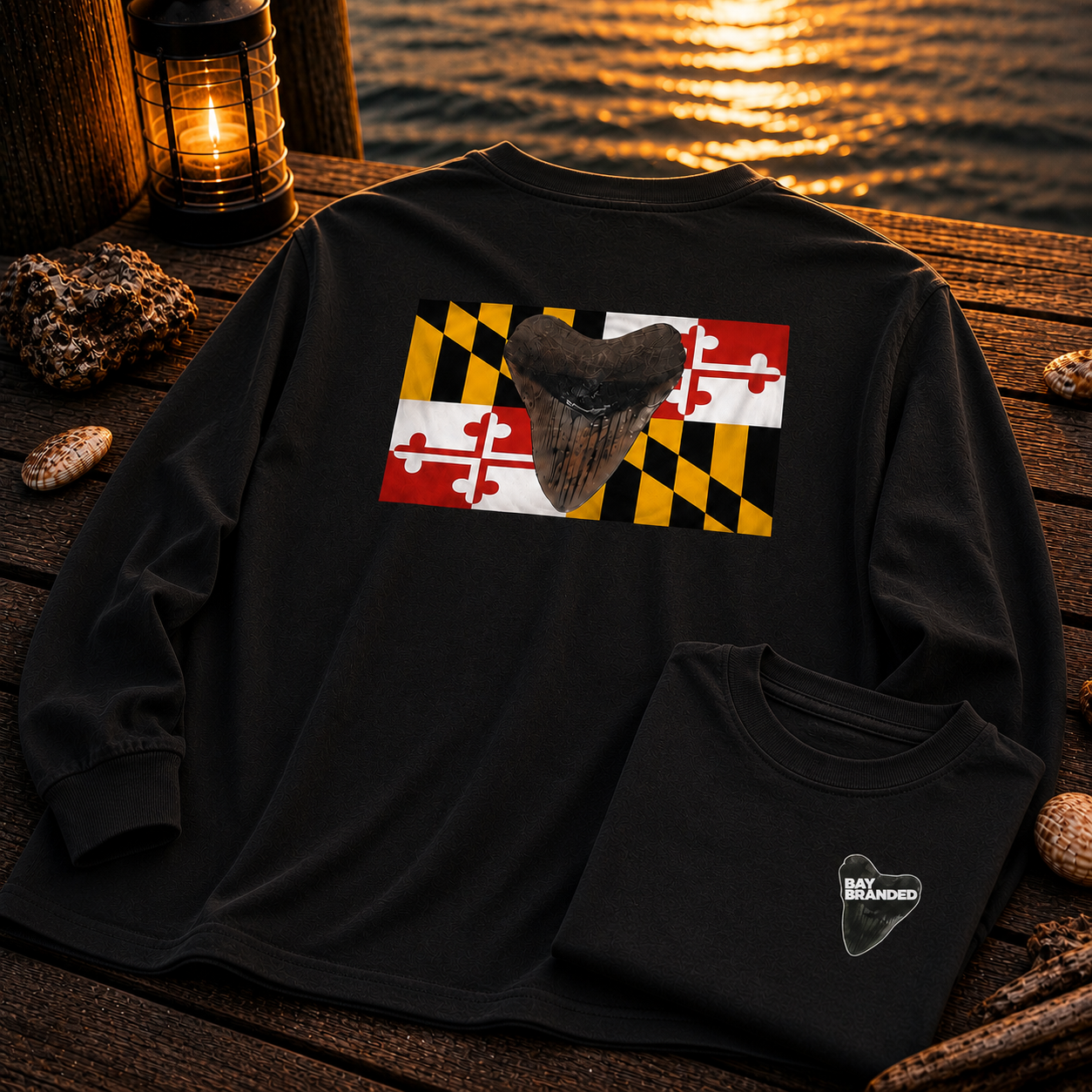 Maryland Flag Megalodon Long Shirt