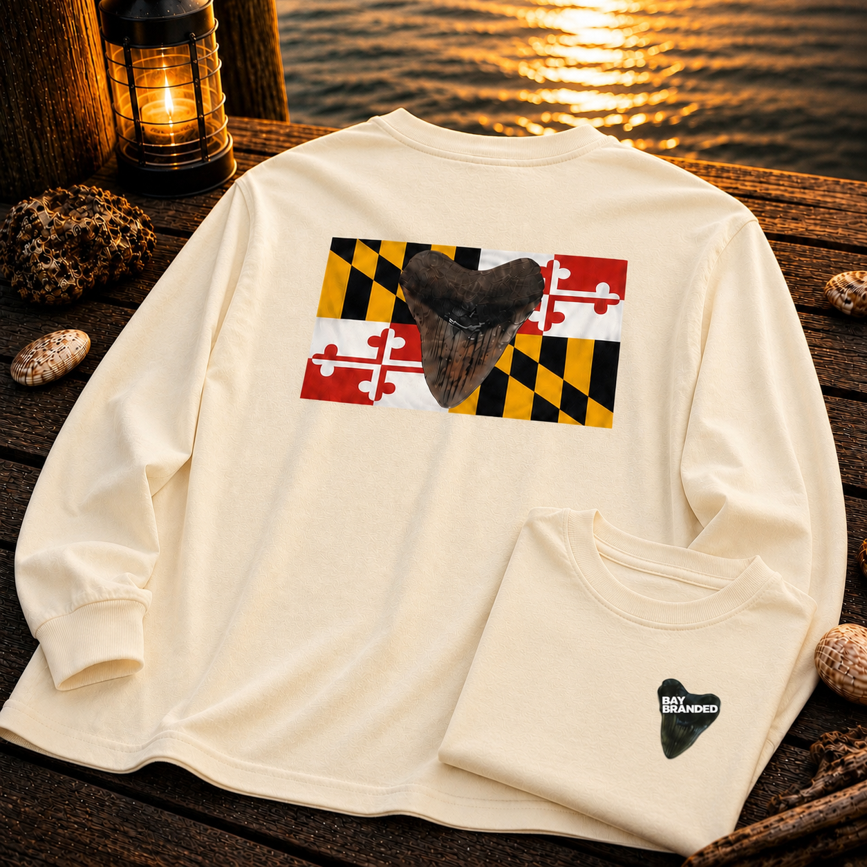 Maryland Flag Megalodon Long Shirt