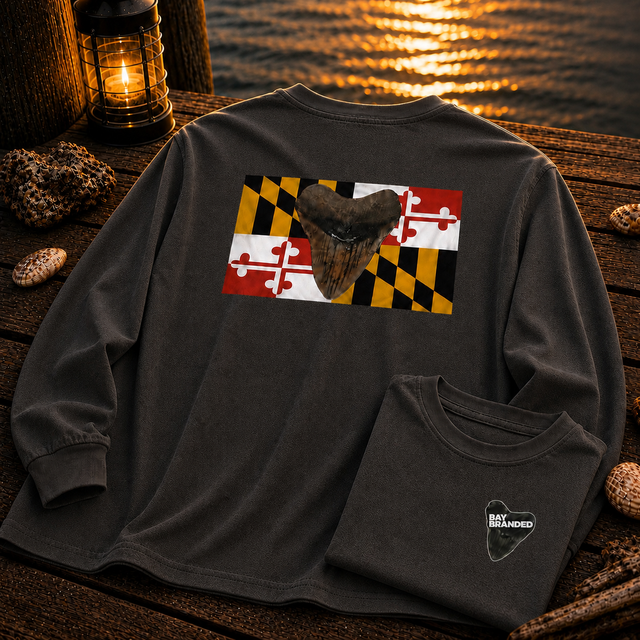 Maryland Flag Megalodon Long Shirt