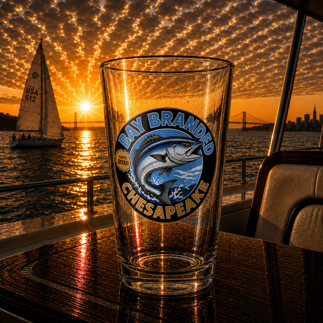 Jumping Bluefish Glass - 16oz