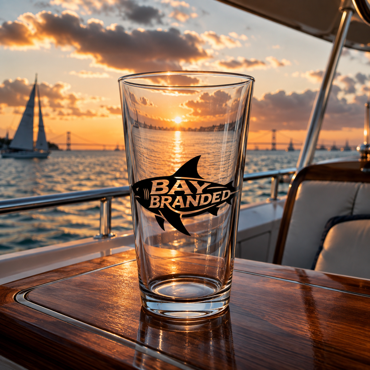 Bay Branded Megalodon Shark Logo Glass - 16oz
