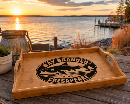 Black Label Megalodon Engraved Bamboo Serving Tray
