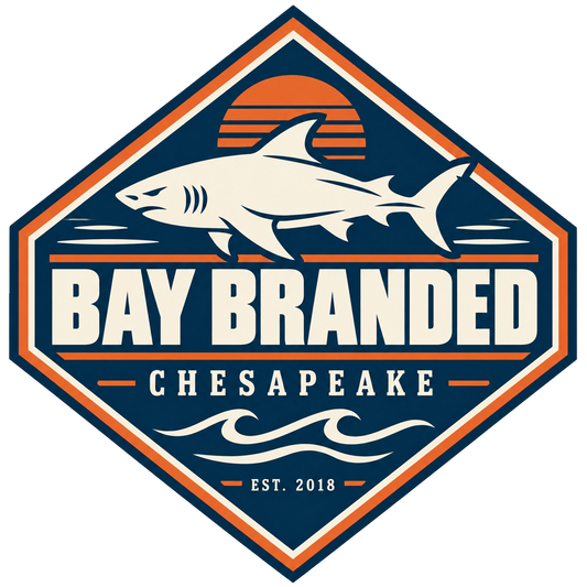 Chesapeake Sunset Shark Badge Sticker