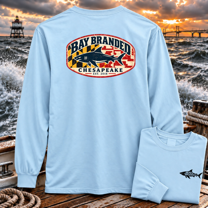 Maryland Flag Megalodon Shark Long Shirt