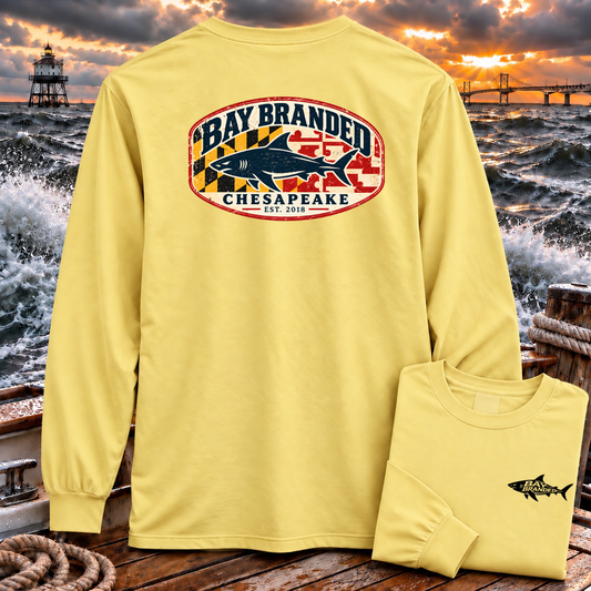 Maryland Flag Megalodon Shark Long Shirt