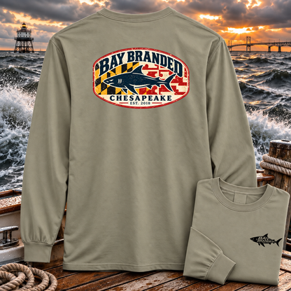 Maryland Flag Megalodon Shark Long Shirt