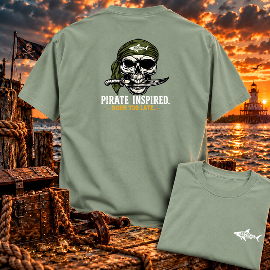 Born Too Late Olive Bandanna Pirate T-Shirt
