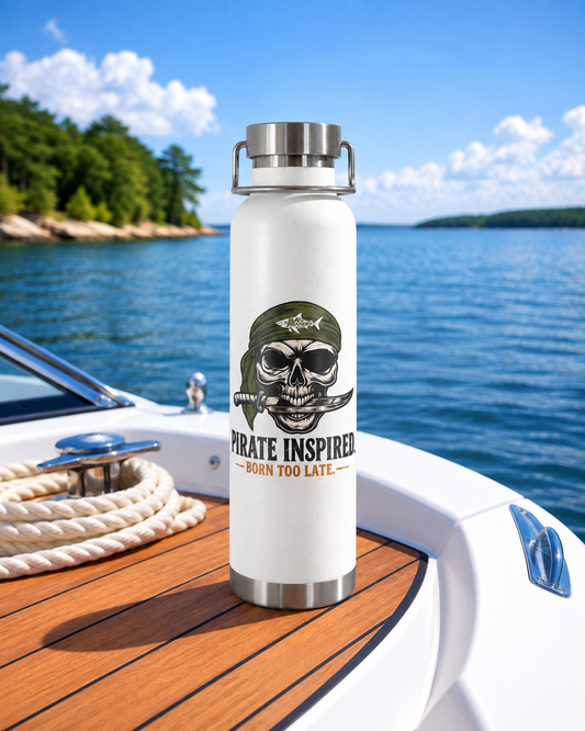 Pirate Skull Green Bandana - Insulated Water Bottle