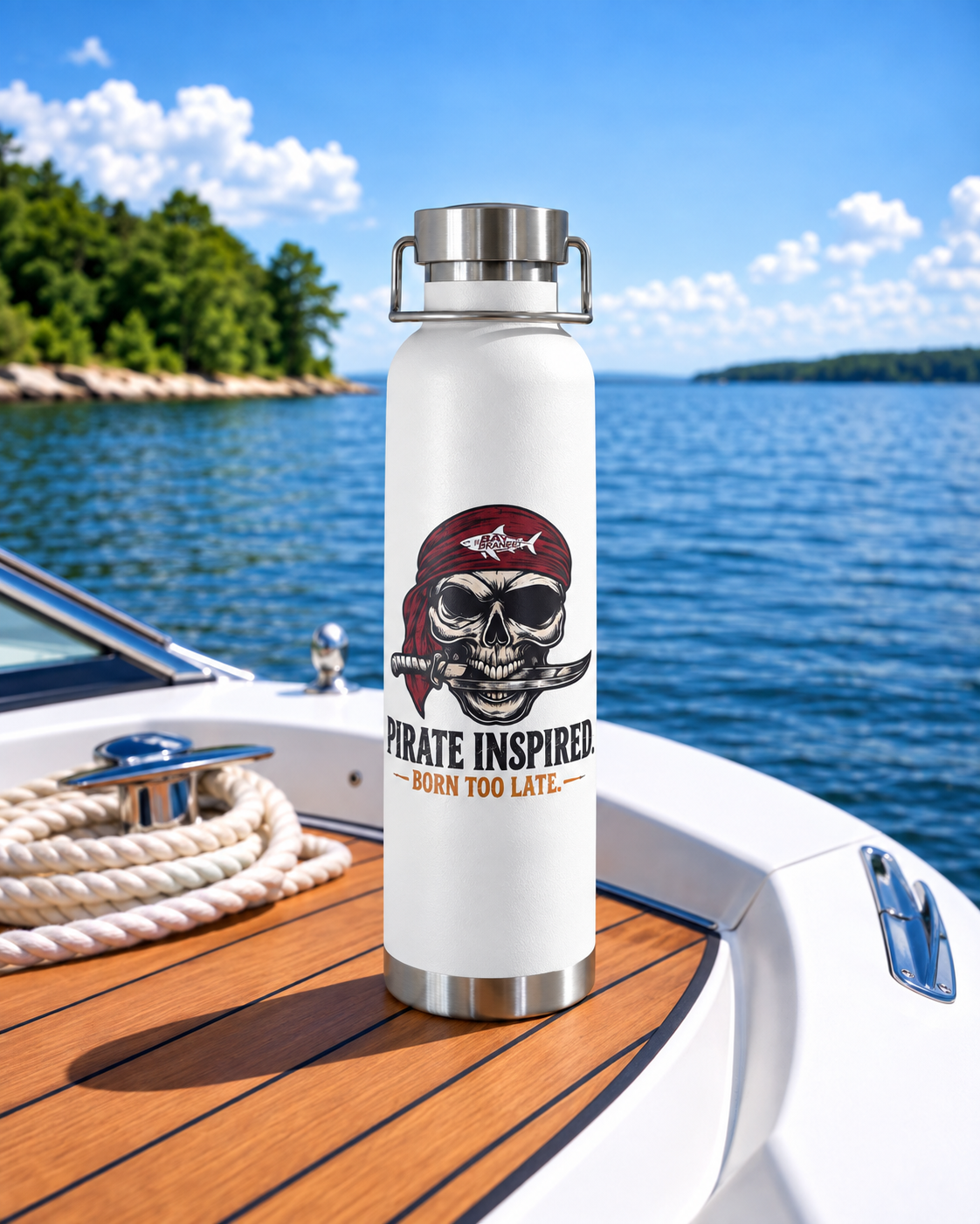 Pirate Skull Maroon Bandana - Insulated Water Bottle