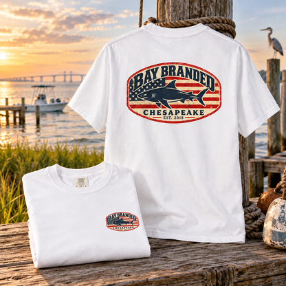 American Flag Megalodon Logo T-Shirt