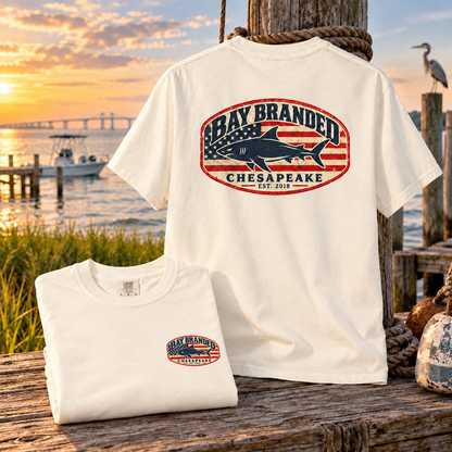 American Flag Megalodon Logo T-Shirt