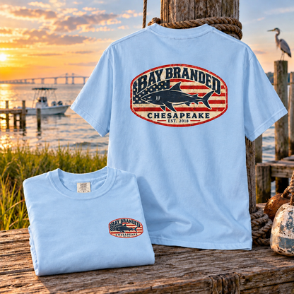 American Flag Megalodon Logo T-Shirt