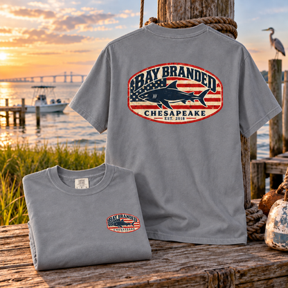 American Flag Megalodon Logo T-Shirt