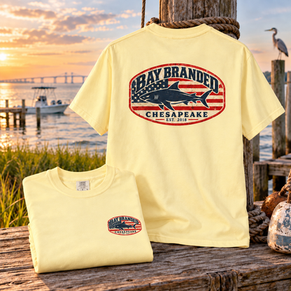 American Flag Megalodon Logo T-Shirt